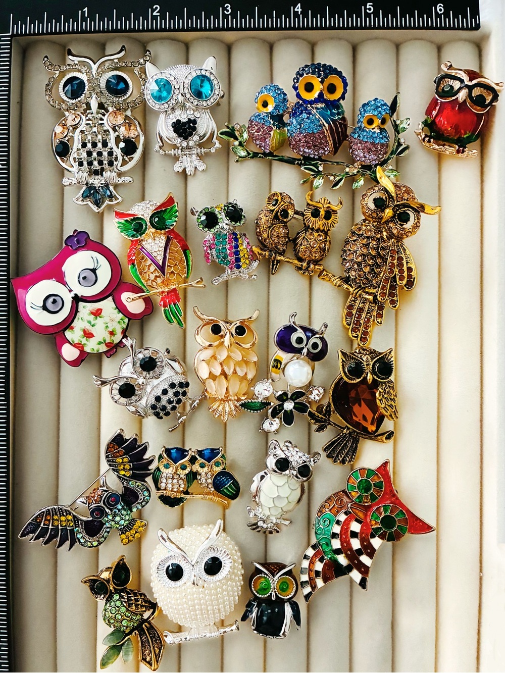 20 Pcs Owl Brooch Pin Lot Rhinestone Enamel Cute Animal Jewelry Gift